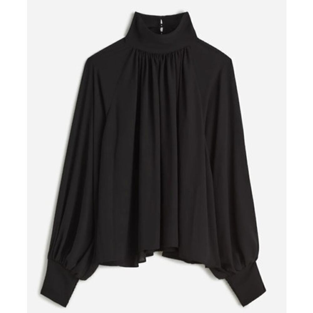 Madewell Top Chiffon Turtleneck Long Sleeve Black NWT M